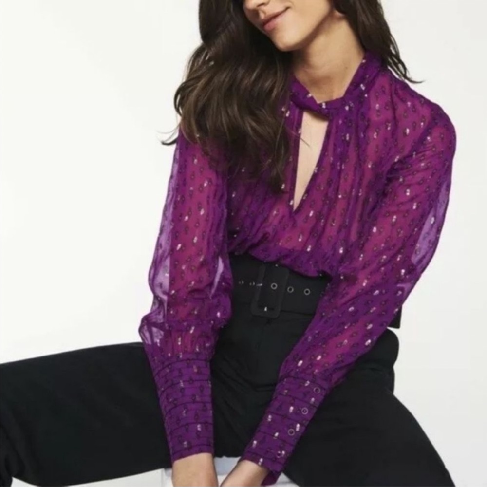 BA&SH Cabri keyhole long sleeve top size 0 but will fit xs,small, s/m